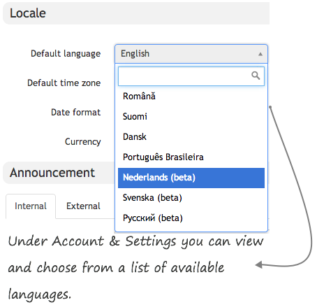 Languages Menu