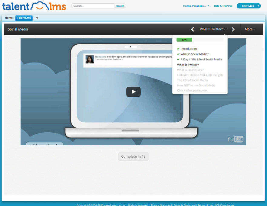 Salesforce and TalentLMS integration screenshot