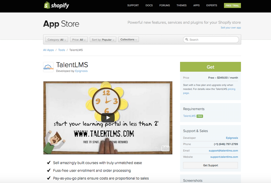 shopify integration talentlms app