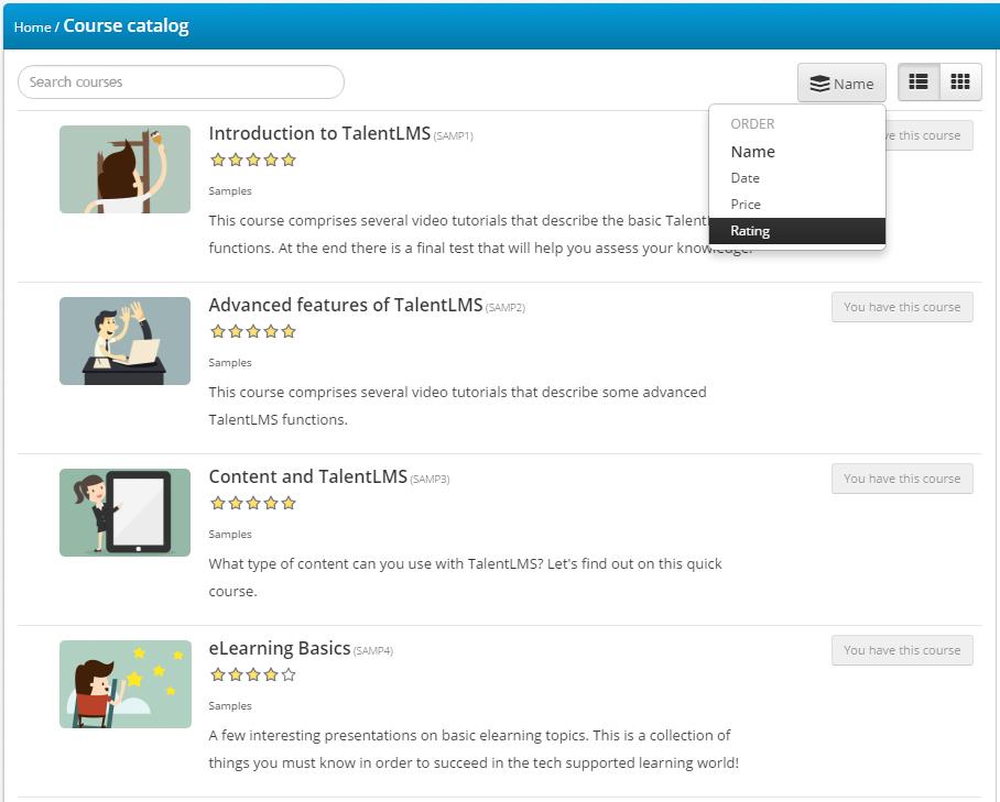 Course rating feature in TalentLMS 
