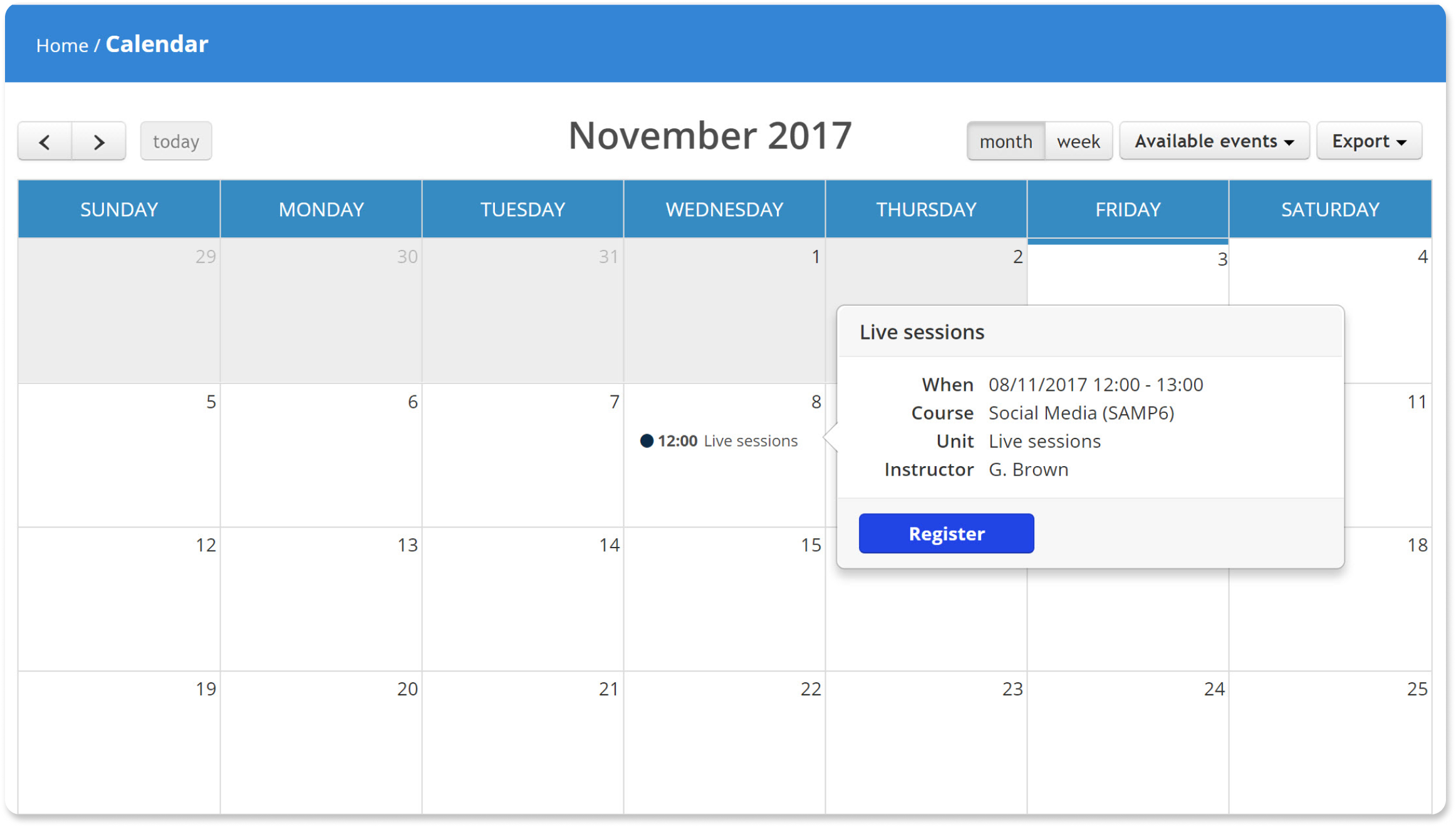 User Register To ILT Event From Calendar - TalentLMS Blog