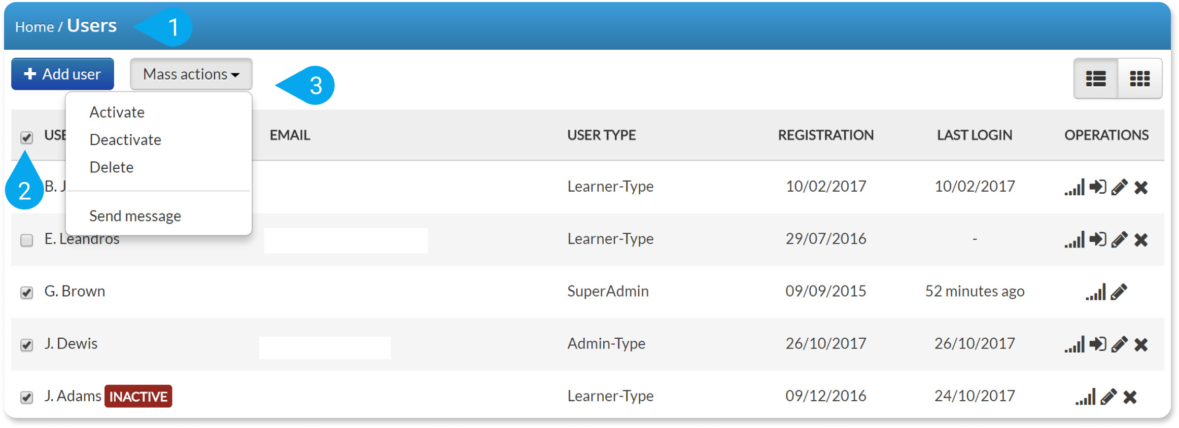 Mass actions on users - TalentLMS 2018 Winter Update