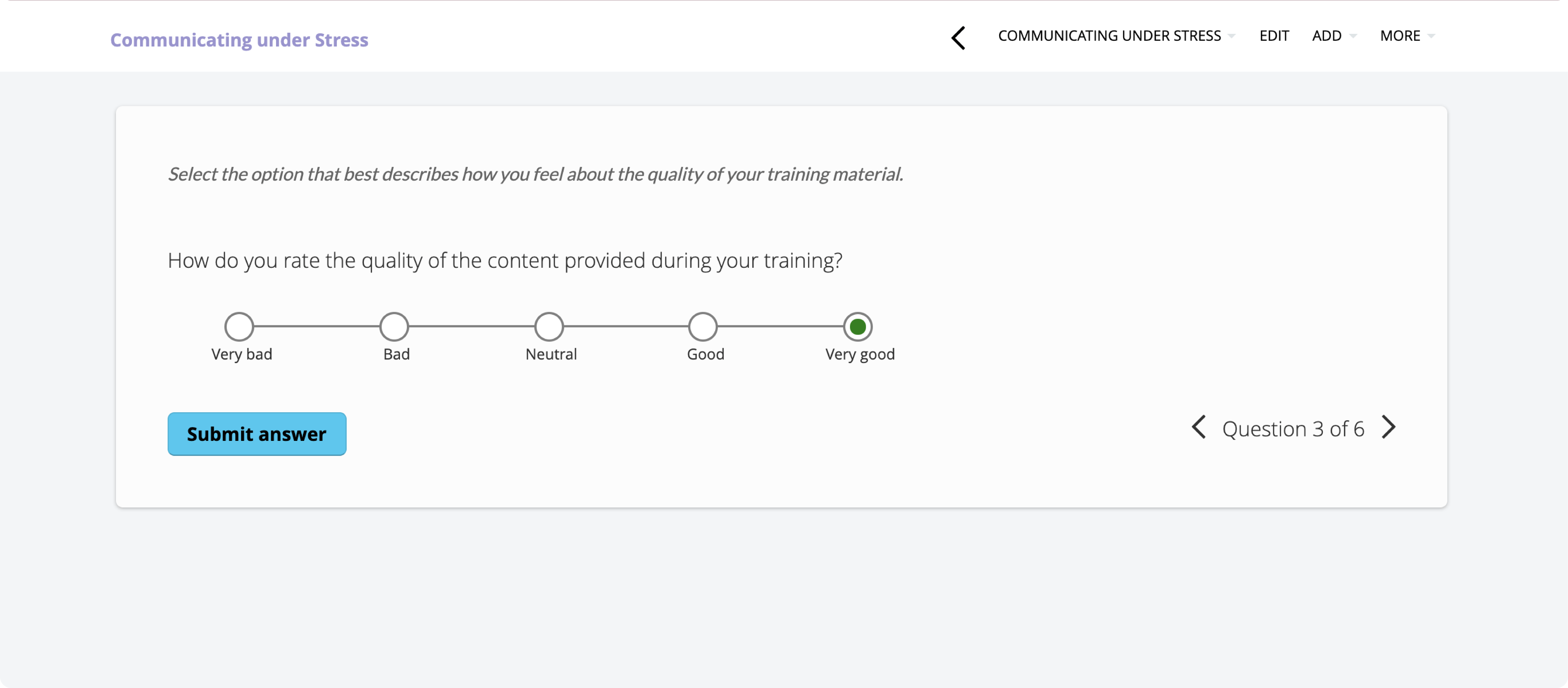 TalentLMS 4.10 update: Likert scale questions Example 3