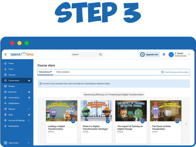 Add courses to your account
