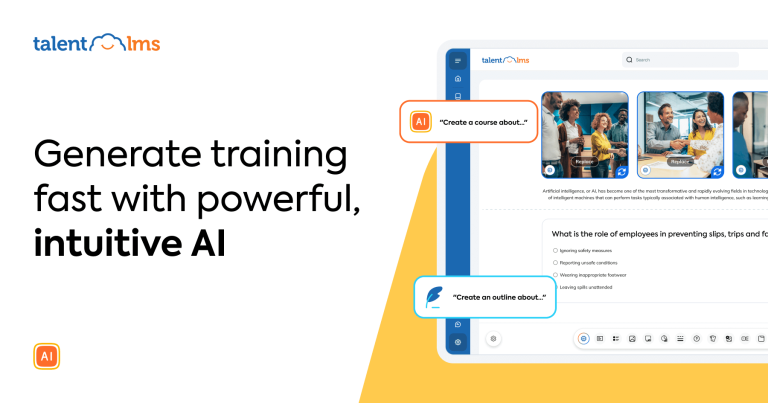 TalentCraft by TalentLMS: An intuitive generative AI course builder for fast training creation.