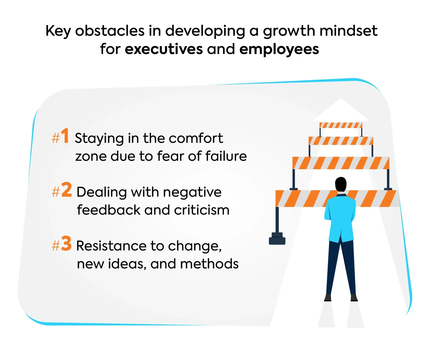 Growth mindset research graph on obstacles for employees and executives